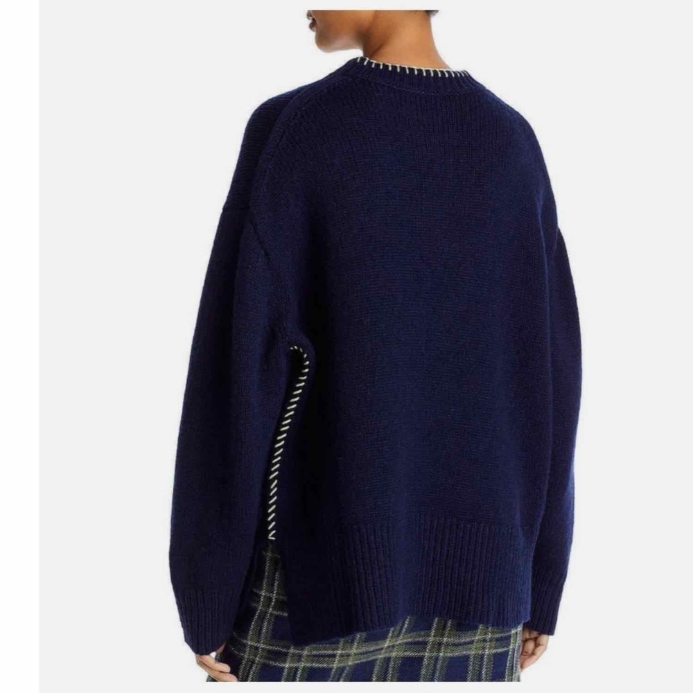 LAFAYETTE 148 Chunky Whipstitch Oversized Sweater Size Small Blue - Picture 9 of 12